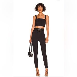 Theory seamed satin suit leggings in black, size 2